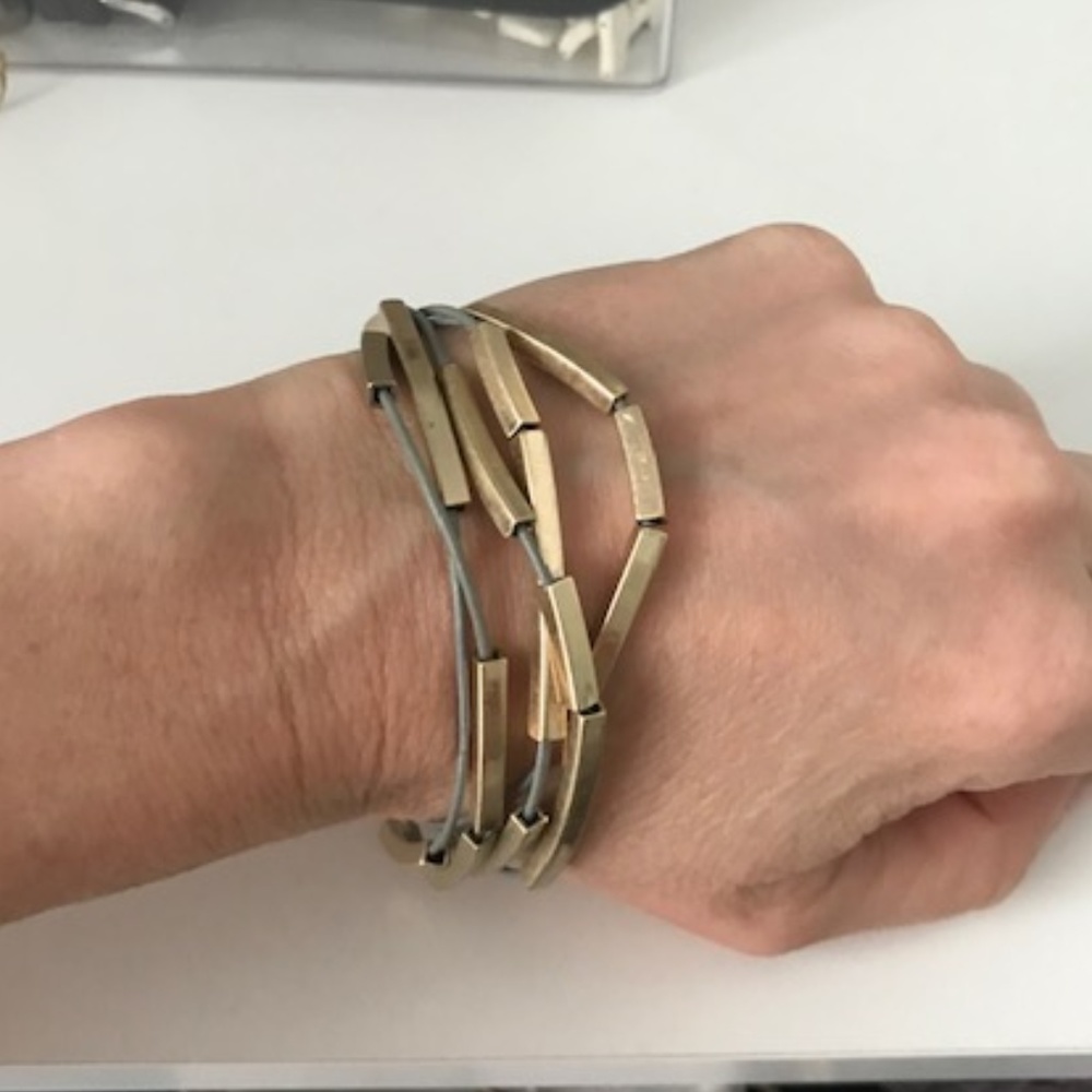 Gray and Gold Multi-strand bracelet